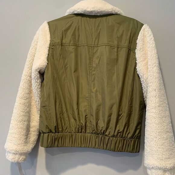 Blank NYC faux shearling sleeve utility bomber jacket size S - Picture 3 of 15